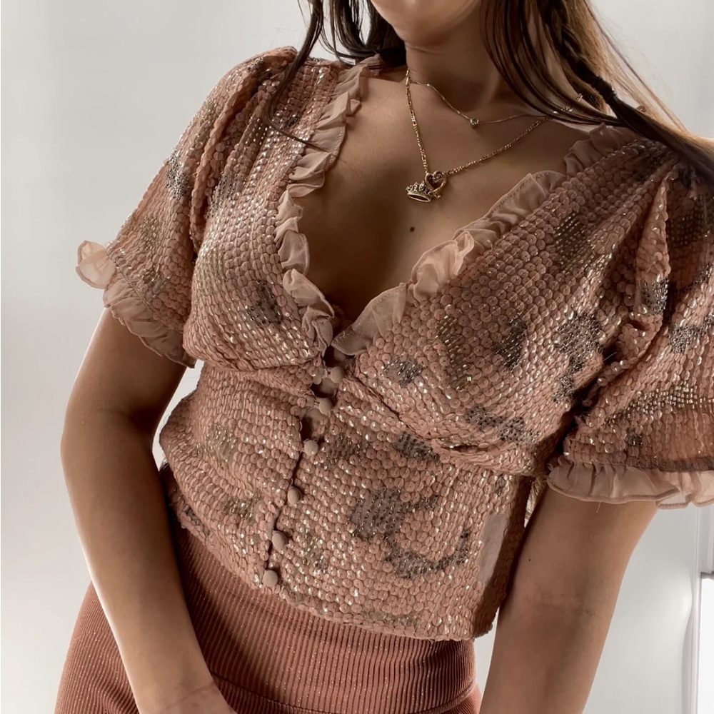 NWT Anthropologie Forever That Girl Sequined Blouse